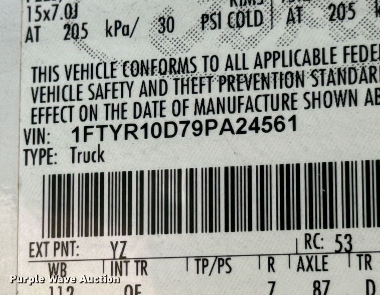 image for item JE9324 2009 Ford Ranger pickup truck