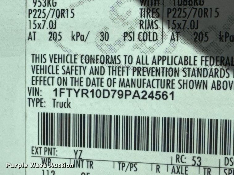 image for item JE9324 2009 Ford Ranger pickup truck