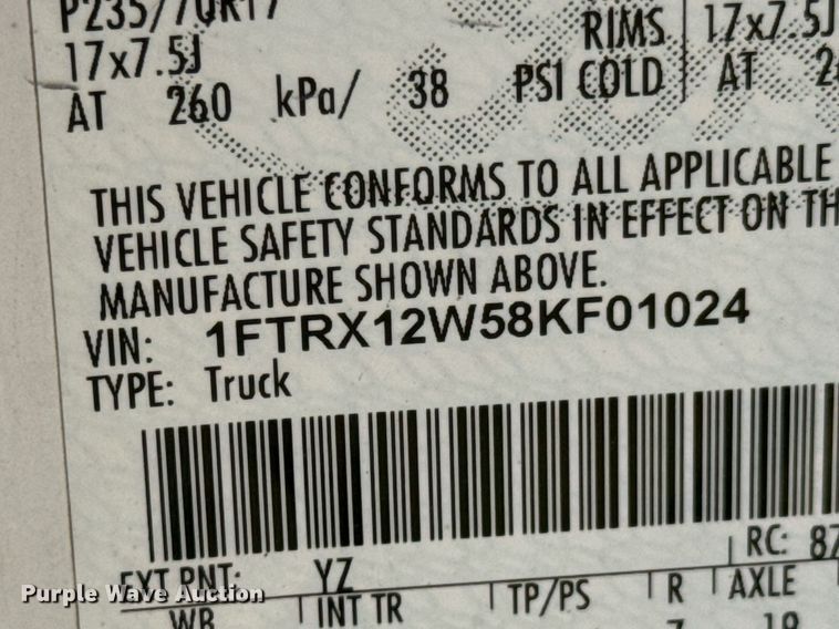 image for item JE9325 2008 Ford F150 SuperCab pickup truck