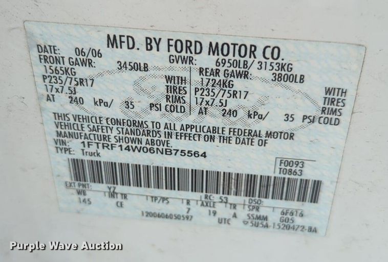 image for item NW9680 2006 Ford  F150 pickup truck