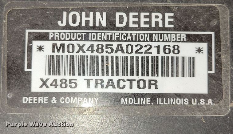 image for item OH9290 John Deere X485 lawn mower