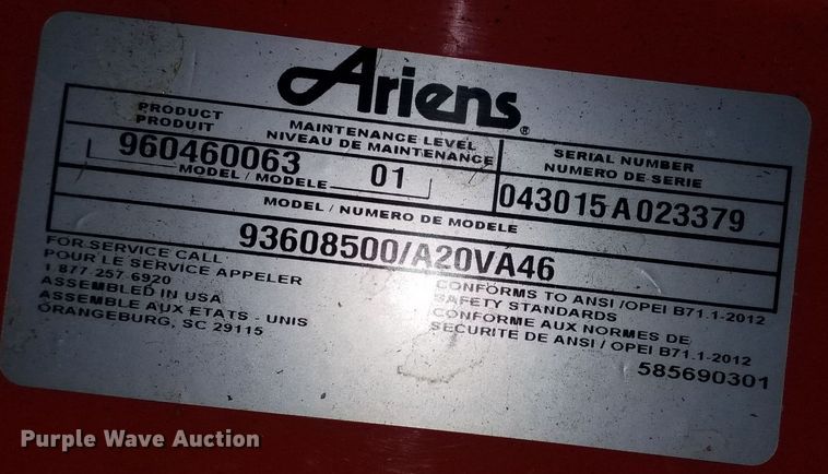 image for item OH9291 2015 Ariens lawn mower