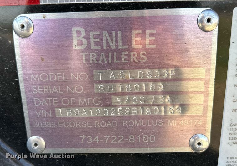 image for item DD3405 2025 Benlee TASLDS33F roll-off container trailer