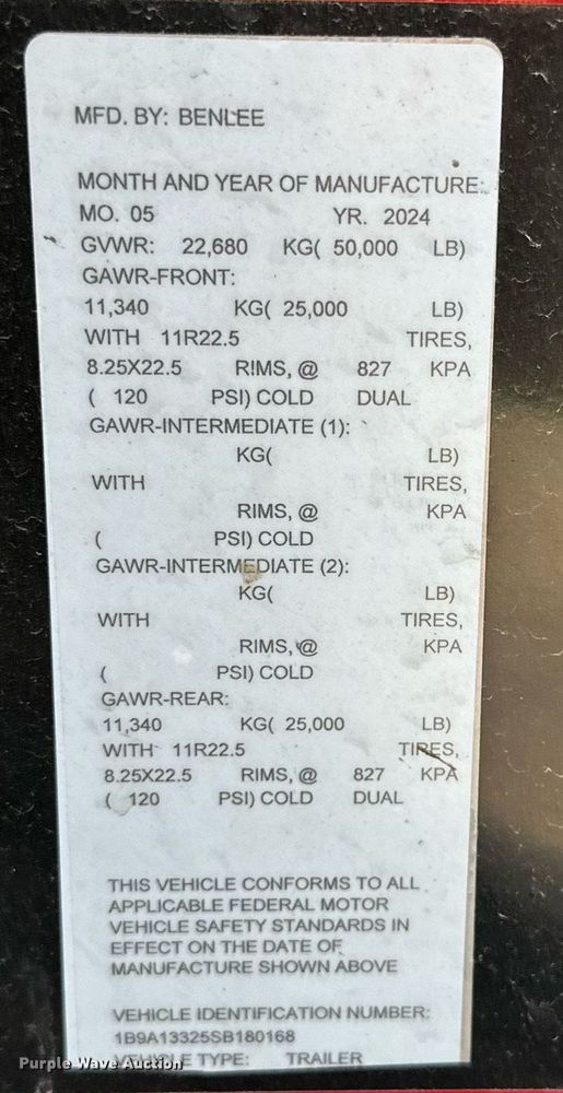 image for item DD3405 2025 Benlee TASLDS33F roll-off container trailer