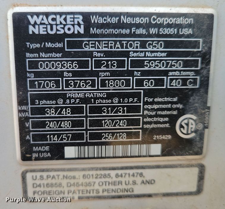 image for item DN3592 Wacker Neuson G50 generator