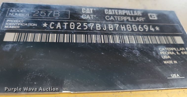 image for item DN3597 2011 Caterpillar 257B3 tracked skid steer loader