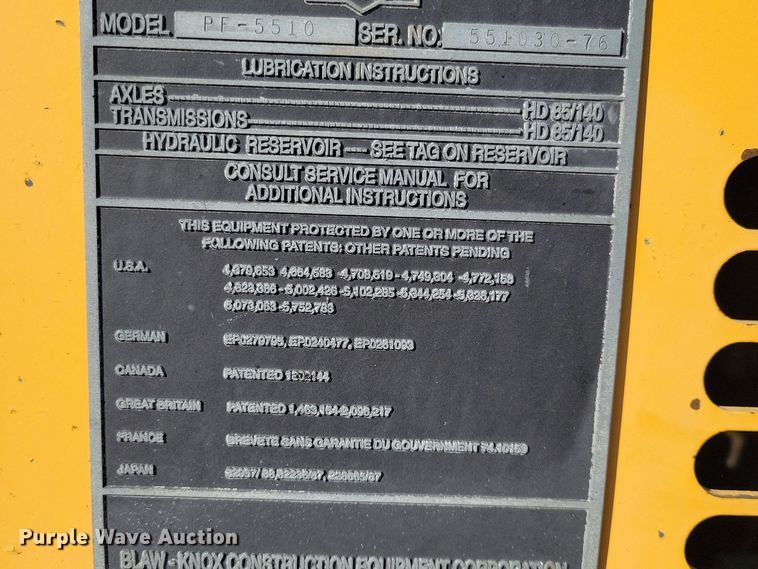 image for item DN3612 2001 Blaw Knox PF-5510 paver