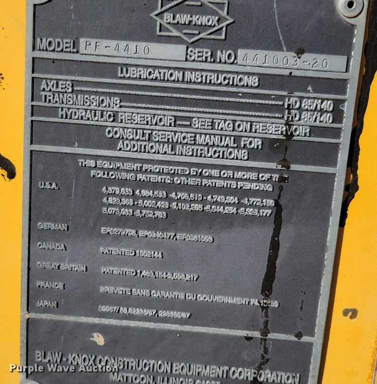 image for item DN3613 2001 Blaw Knox PF-4410 paver