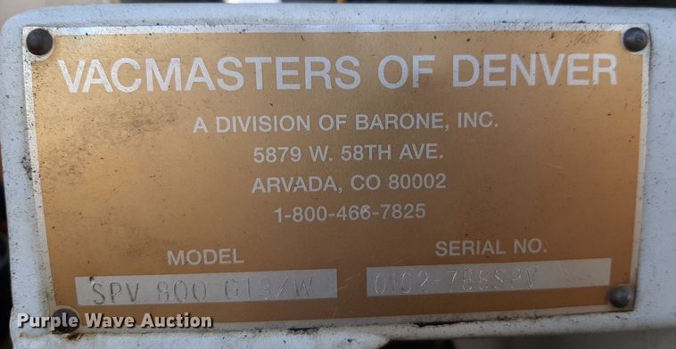 image for item DV9848 2001 Maxley Companies Vacmasters SPV800 vacuum excavator