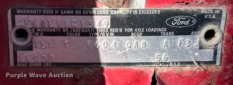 image for item DW2229 1978 Ford F604F fire truck