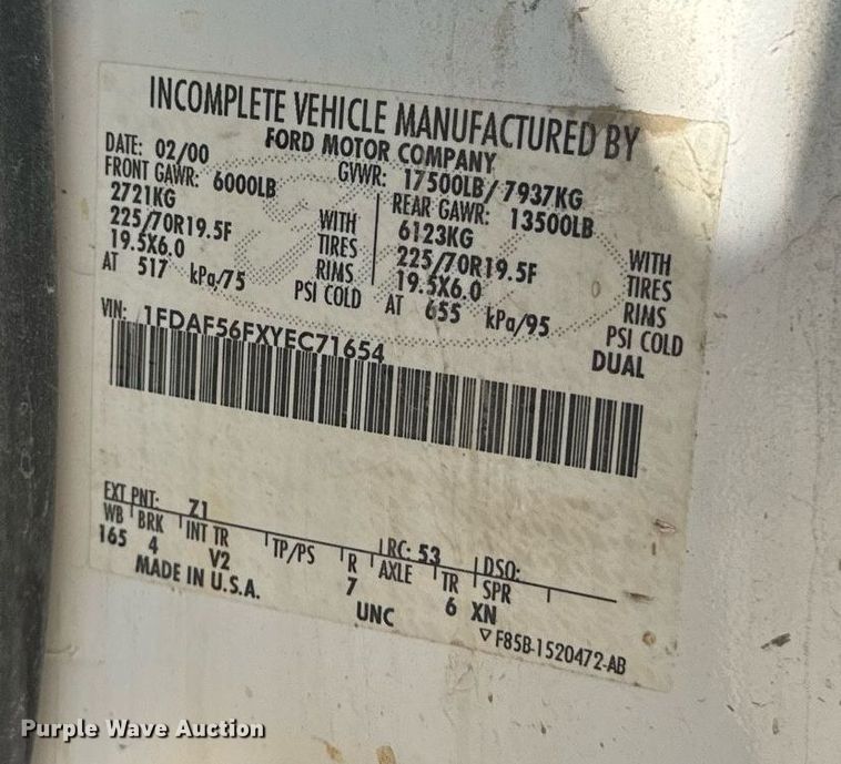 image for item DW2297 2000 Ford F550 Super Duty XL utility / service truck