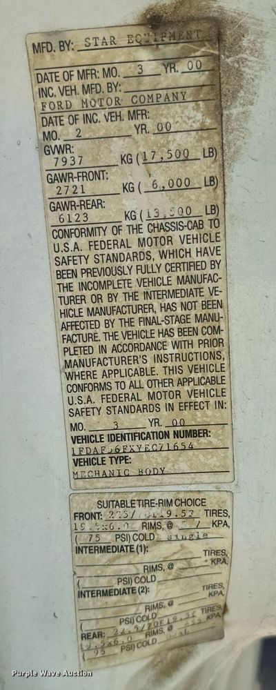 image for item DW2297 2000 Ford F550 Super Duty XL utility / service truck