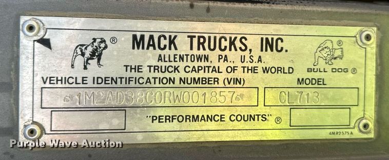 image for item DW2320 1994 Mack CL713 Granite Series dump truck