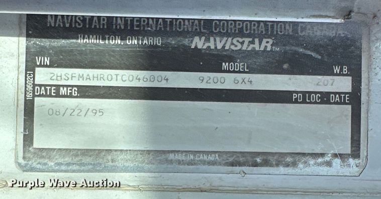 image for item DW2324 1996 International 9200 dump truck