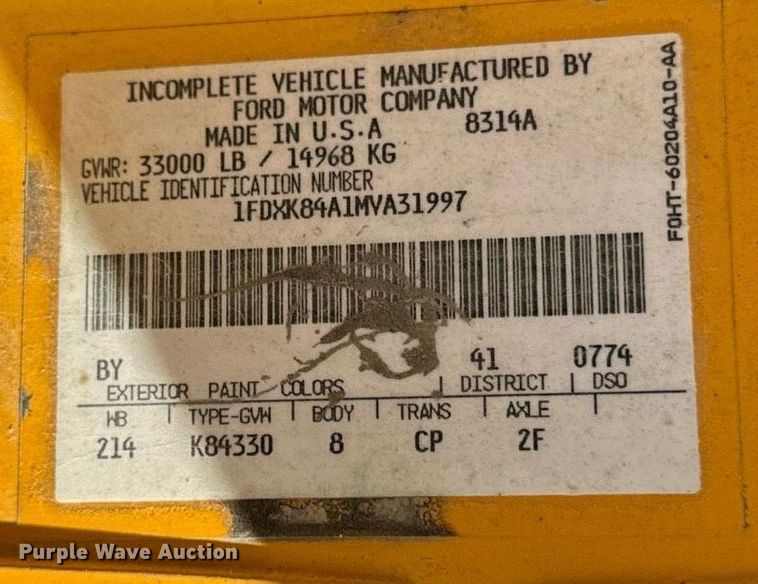 image for item DW2327 1991 Ford F800 crane truck