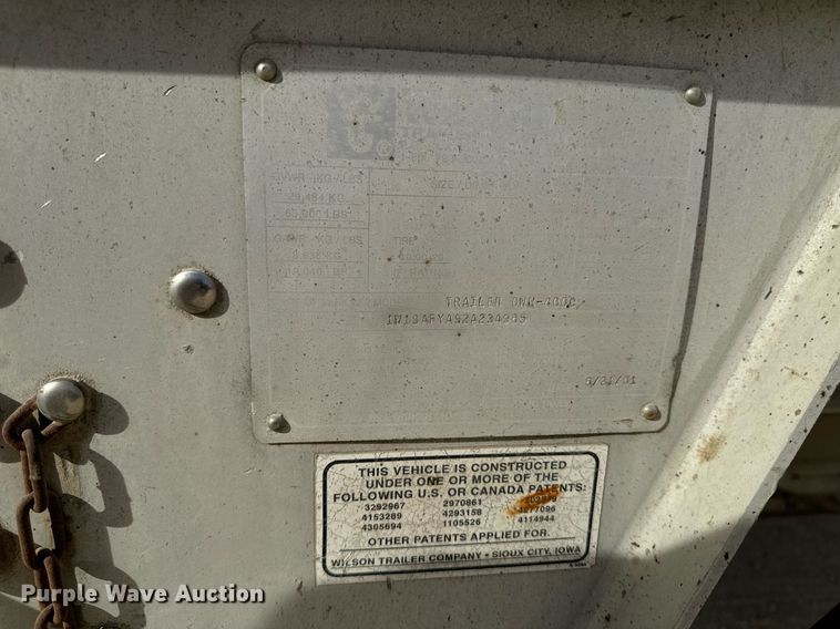 image for item DW2364 2002 Wilson DWH-400 grain trailer