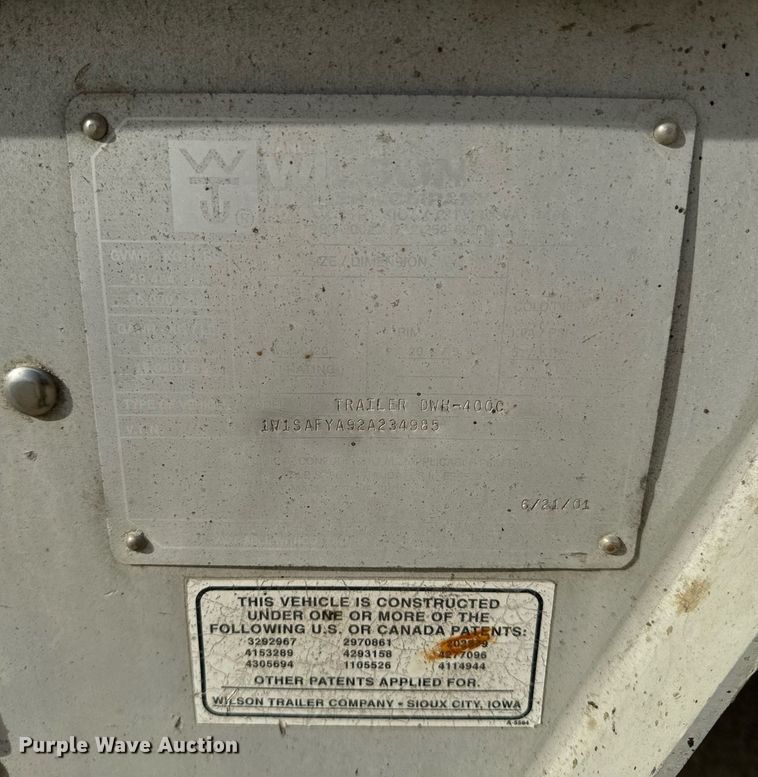 image for item DW2364 2002 Wilson DWH-400 grain trailer