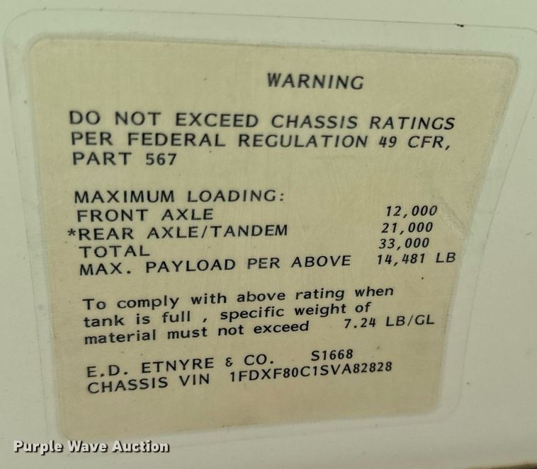 image for item EG6813 1995 Ford F800 truck cab and chassis