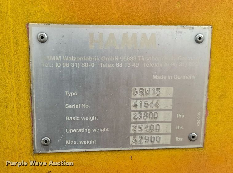 image for item EG6814 1998 Hamm GRW 15 pneumatic roller