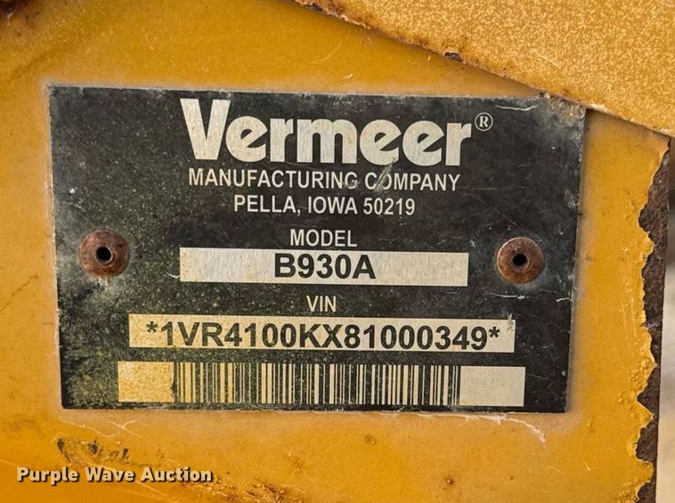 image for item EG6821 2008 Vermeer B930A backhoe attachment