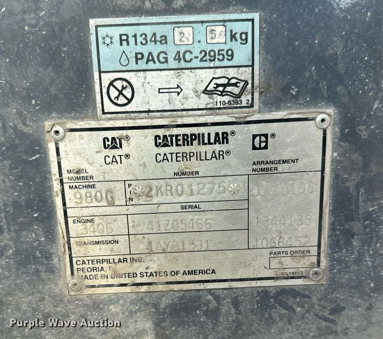 image for item EG6853 1997 Caterpillar 980G wheel loader