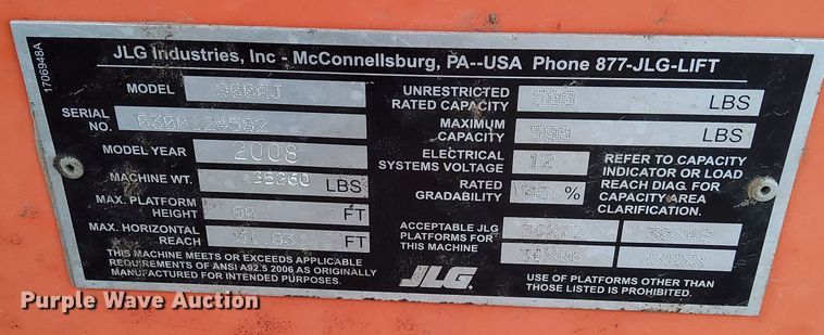 image for item EG9925 2008 JLG 800AJ boom lift