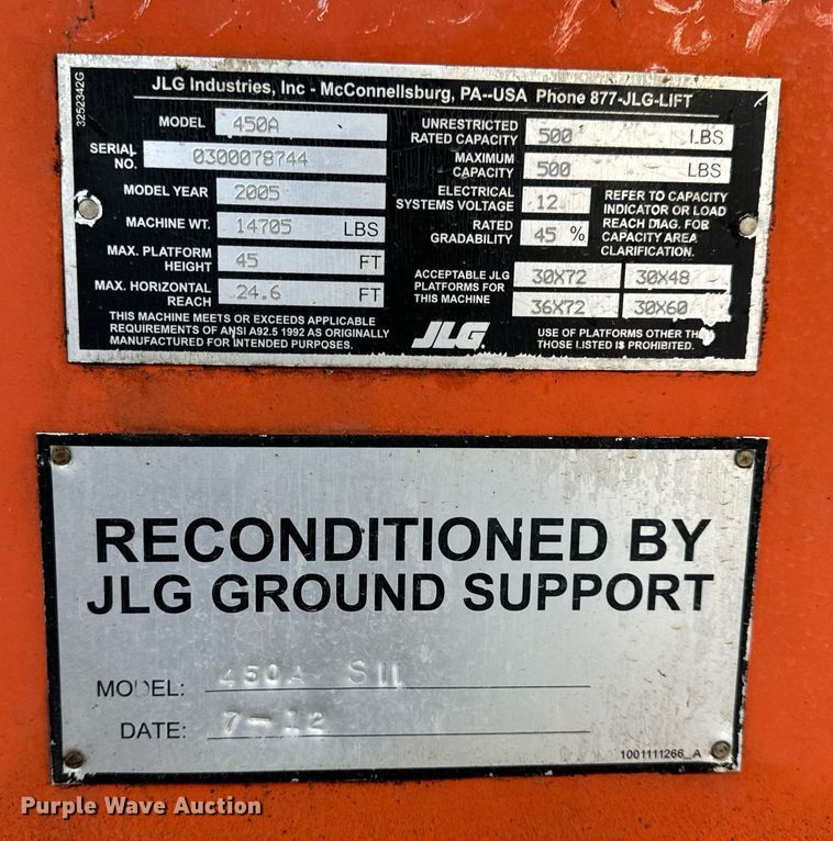 image for item EH7144 2005 JLG 450A Series 2 boom lift