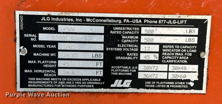image for item EH7144 2005 JLG 450A Series 2 boom lift