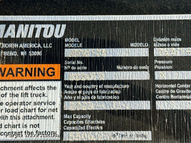 image for item EH7190 2023 Manitou J805108 telehandler to skid steer adapter