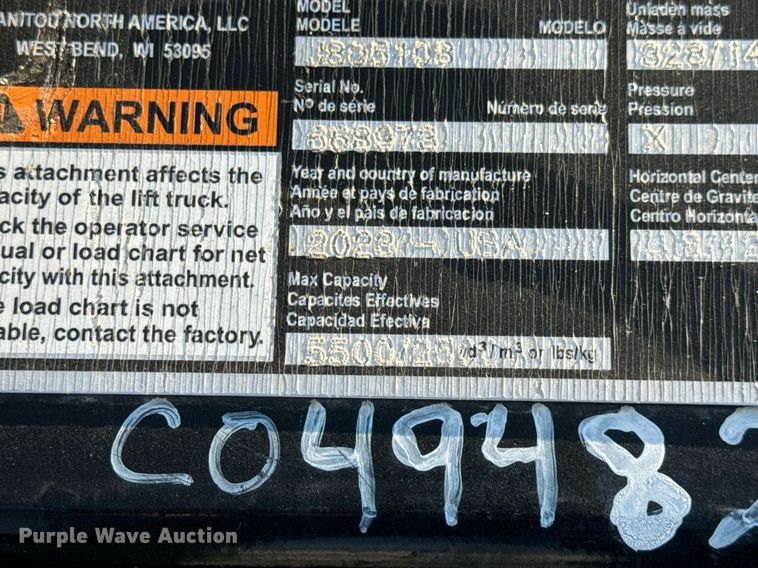 image for item EH7190 2023 Manitou J805108 telehandler to skid steer adapter