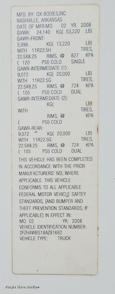 image for item EI8427 2008 Sterling LT8500 dump truck