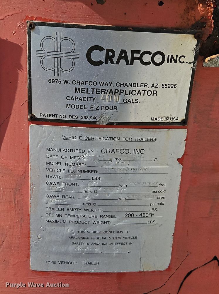 image for item EI8496 (2) Crafco EZ 400 melter applicators