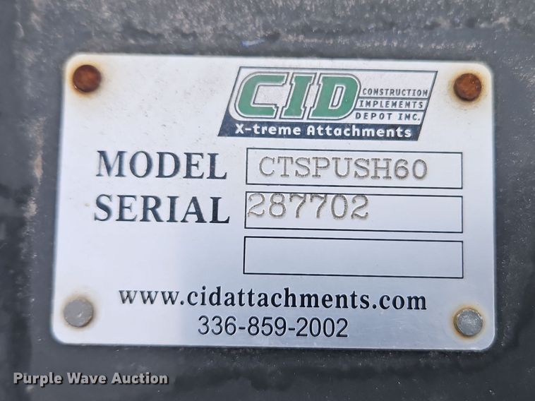 image for item EI8500 CID CTSPUSH60 skid steer snow pusher