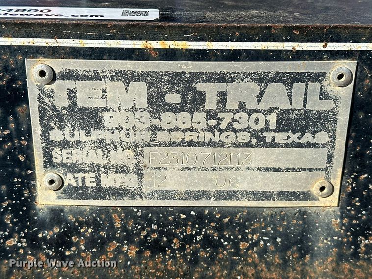image for item EJ4990 2007 Tem-Trail  equipment trailer
