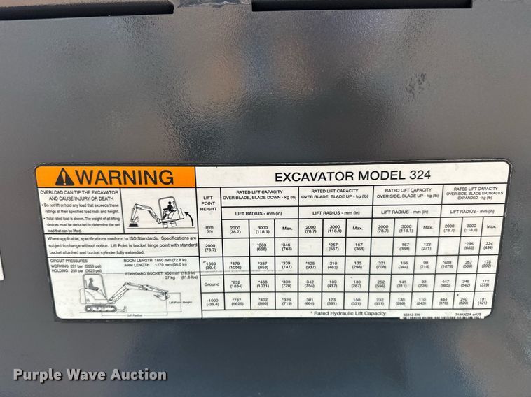 image for item EJ5043 2014 Bobcat  324M mini excavator