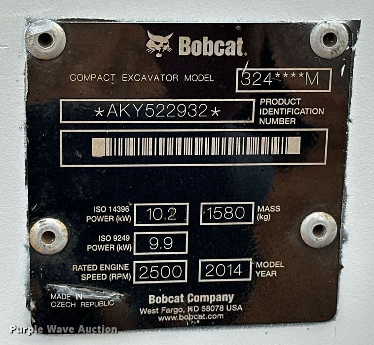 image for item EJ5043 2014 Bobcat  324M mini excavator