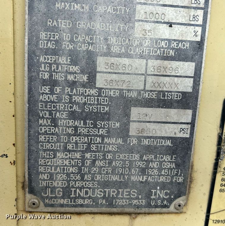 image for item EK3604 1997 JLG 80HX boom lift