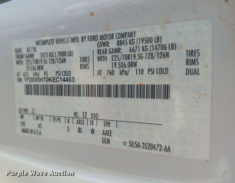 image for item EQ2442 2019 Ford F550 Super Duty XL bucket truck