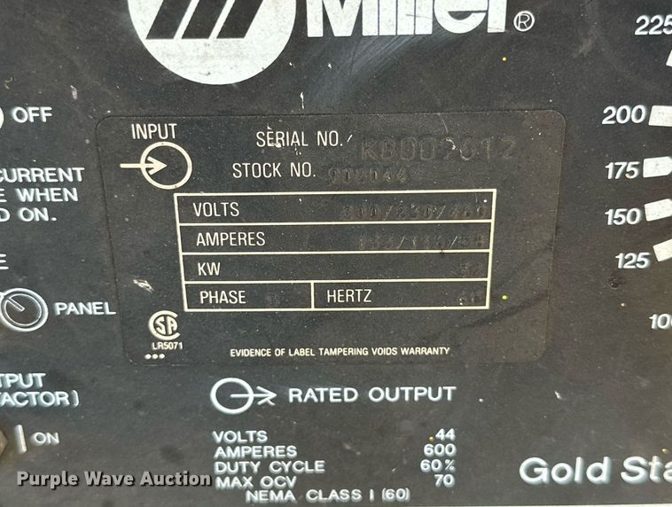 image for item NQ9035 1991 Miller Gold Star 600SS welder
