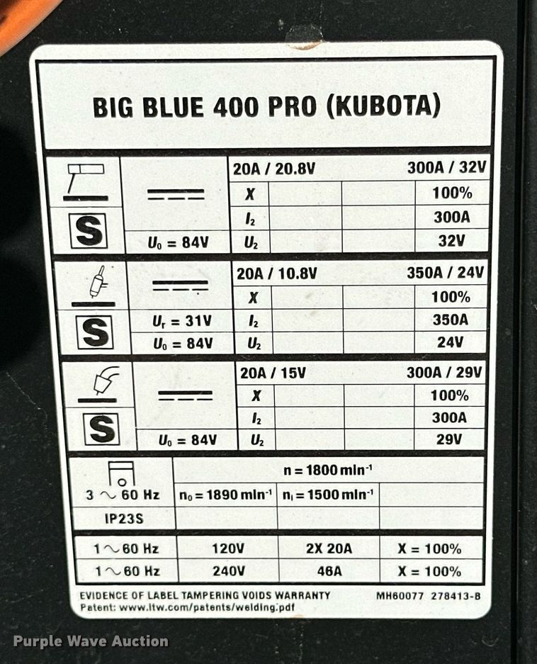 image for item NQ9047 Miller Big Blue 400 Pro welder/generator