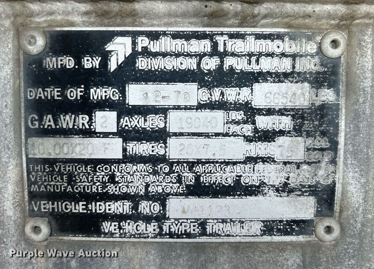 image for item DO7555 1980 Pullman Trailmobile tank trailer