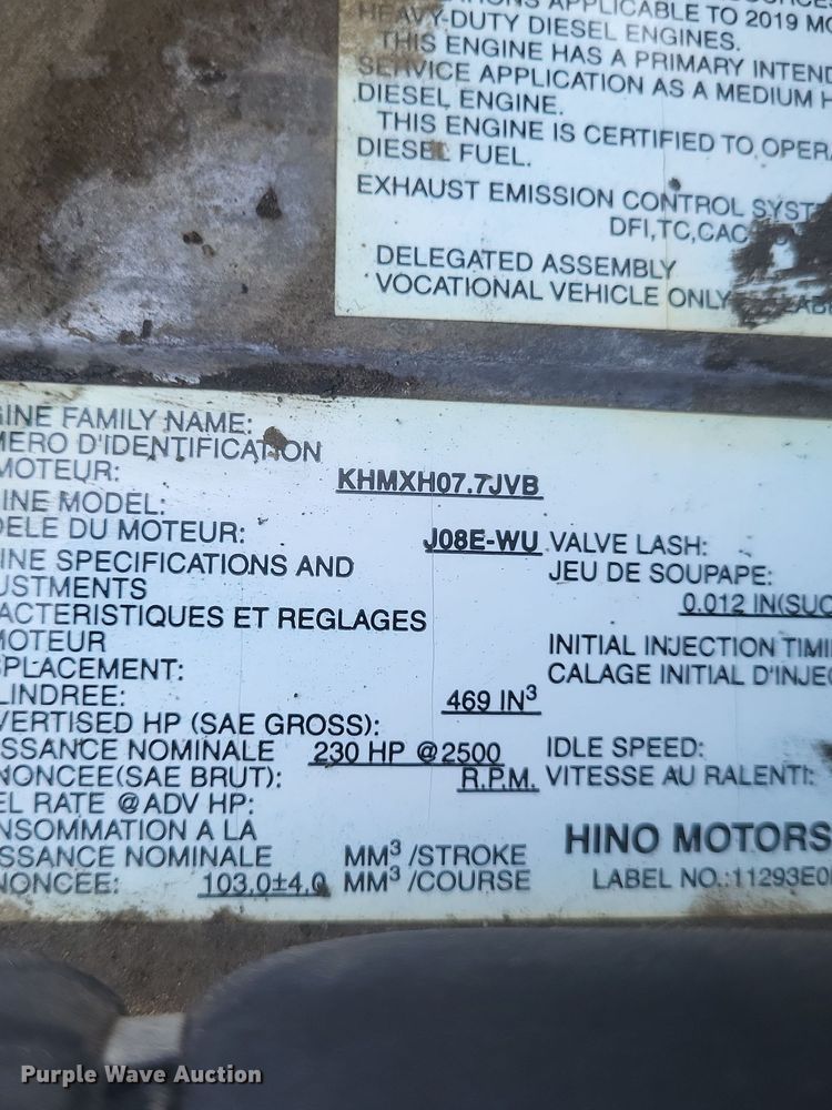 image for item DQ3739 2020 Hino Conventional  flatbed truck