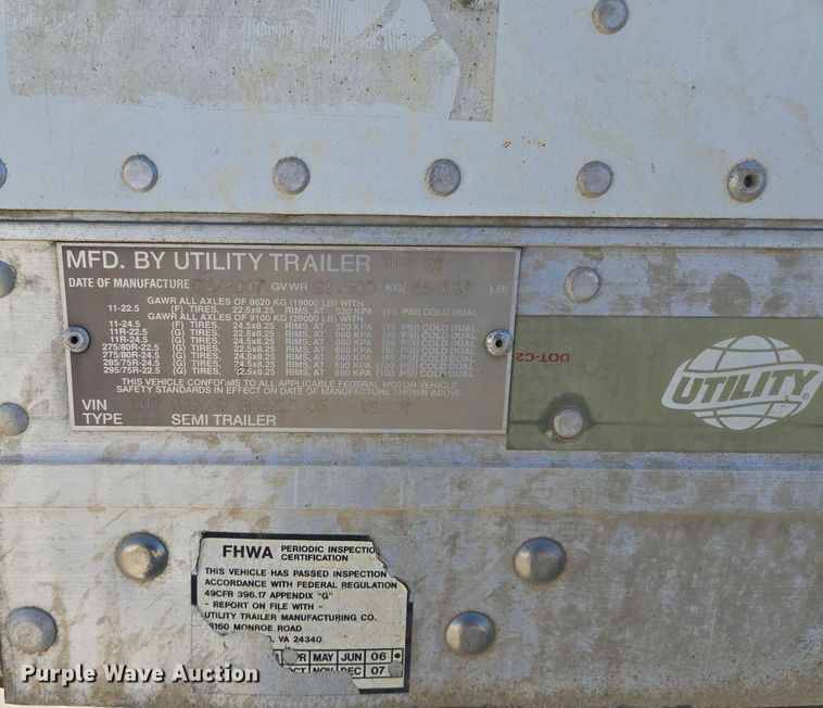 image for item EE8665 2008 Utility Trailer  dry van trailer