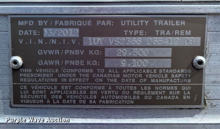 image for item EG1518 2013 Utility Trailer Mfg.  Co VS2DX dry van trailer