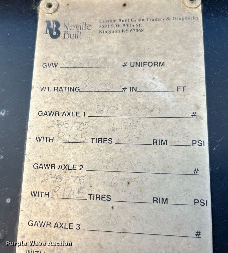 image for item EH2875 2002 Neville Built drop deck equipment trailer