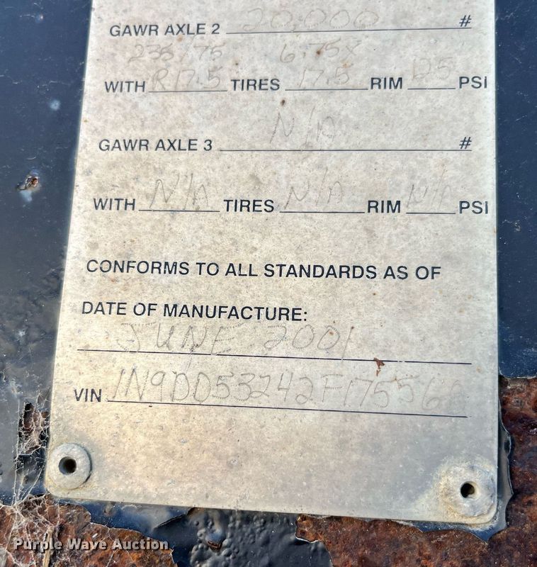 image for item EH2875 2002 Neville Built drop deck equipment trailer