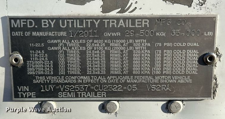 image for item EK3589 2012 Utility Trailer VS2RA refrigerated van trailer