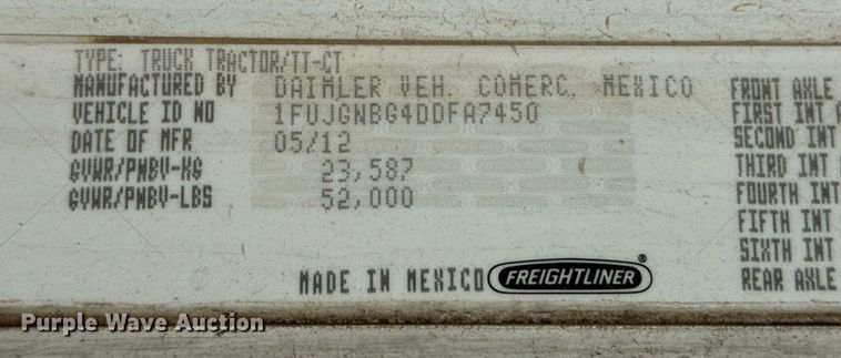 image for item MS9881 2013 Freightliner  Coronado SD 122 semi truck