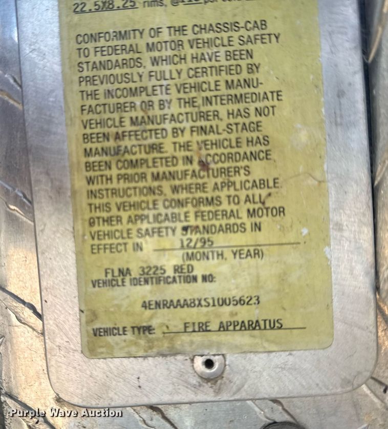 image for item DO7601 1995 Emergency One 1500 pumper fire truck