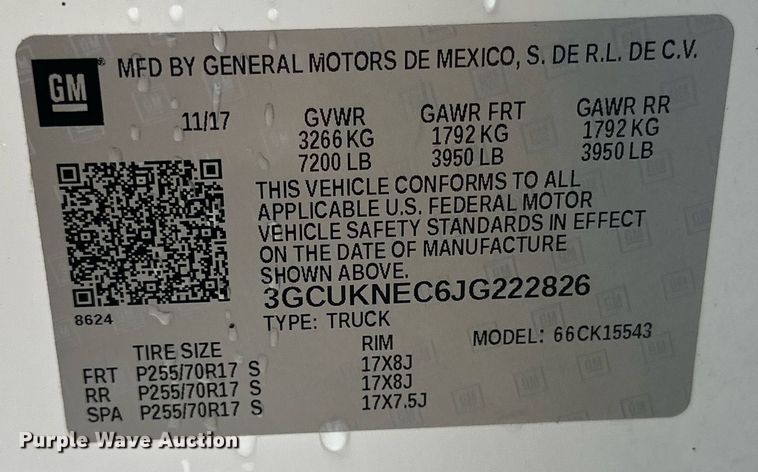 image for item DP5925 2018 Chevrolet Silverado 1500 Crew Cab pickup truck